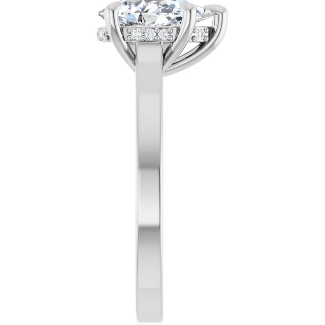 14K White Gold Pear Halo Solitaire Diamond Engagement Ring