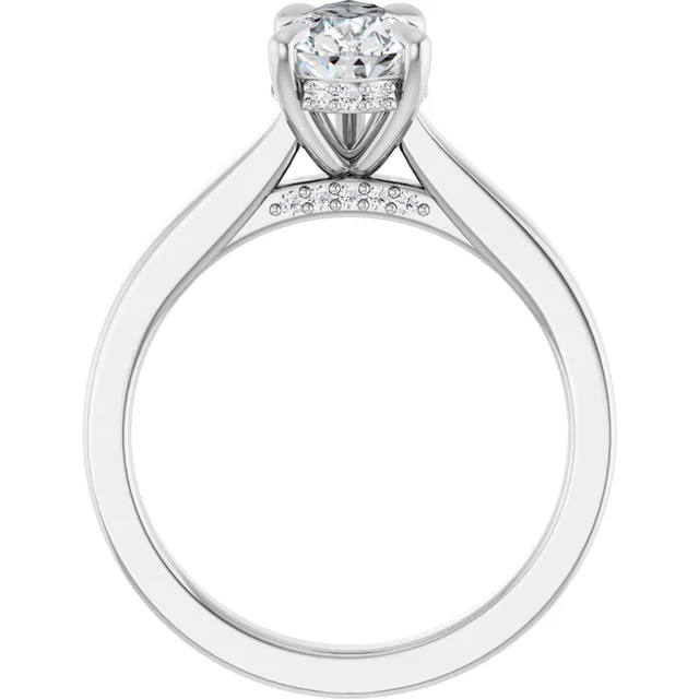 14K White Gold Pear Halo Solitaire Diamond Engagement Ring