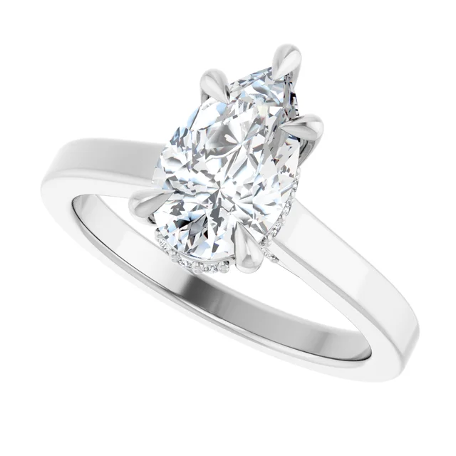 14K White Gold Pear Halo Solitaire Diamond Engagement Ring