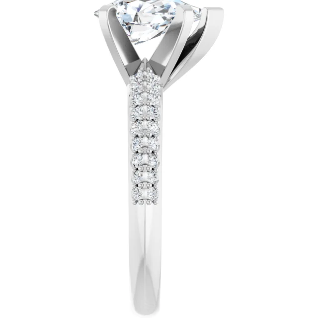 14K White Gold Pear Pavé Diamond Engagement Ring