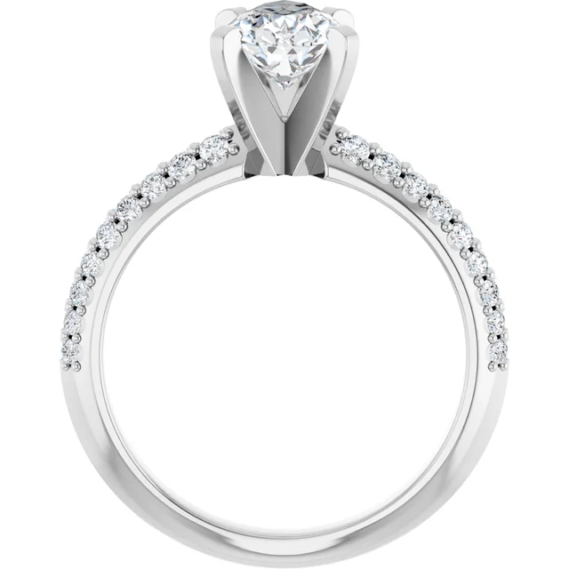 14K White Gold Pear Pavé Diamond Engagement Ring