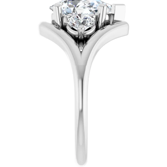 14K White Gold Pear Three-Stone Bypass Split Shank Diamond Engagement Ring