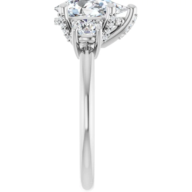 14K White Gold Pear Three-Stone Diamond Engagement Ring