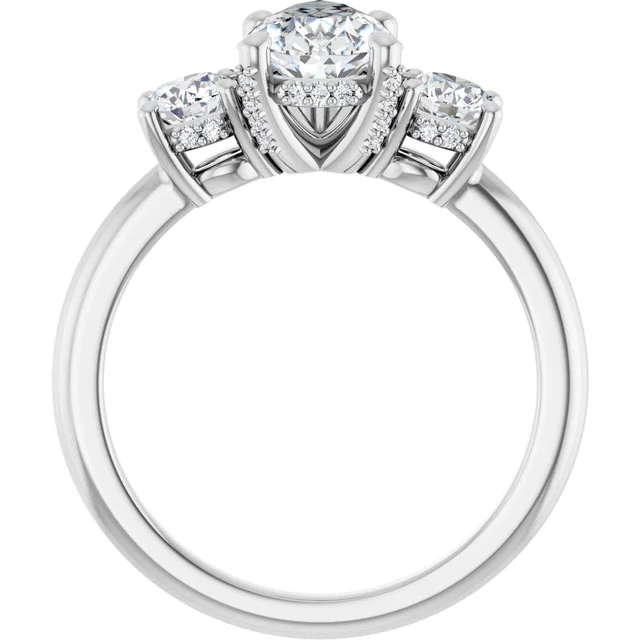 14K White Gold Pear Three-Stone Diamond Engagement Ring