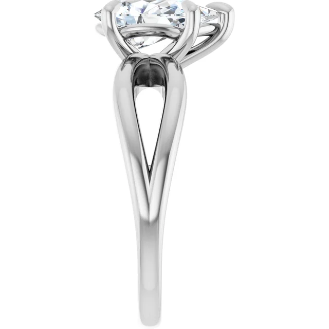 14K White Gold Pear Twisted Shank Diamond Engagement Ring