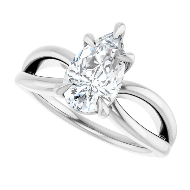 14K White Gold Pear Twisted Shank Diamond Engagement Ring