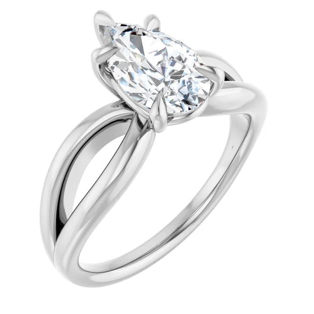 14K White Gold Pear Twisted Shank Diamond Engagement Ring