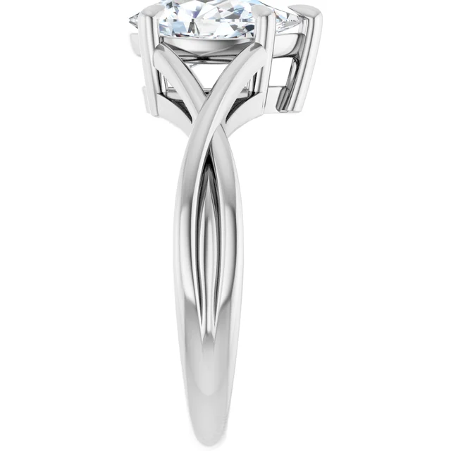14K White Gold Pear Twisted Shank Solitaire Diamond Engagement Ring