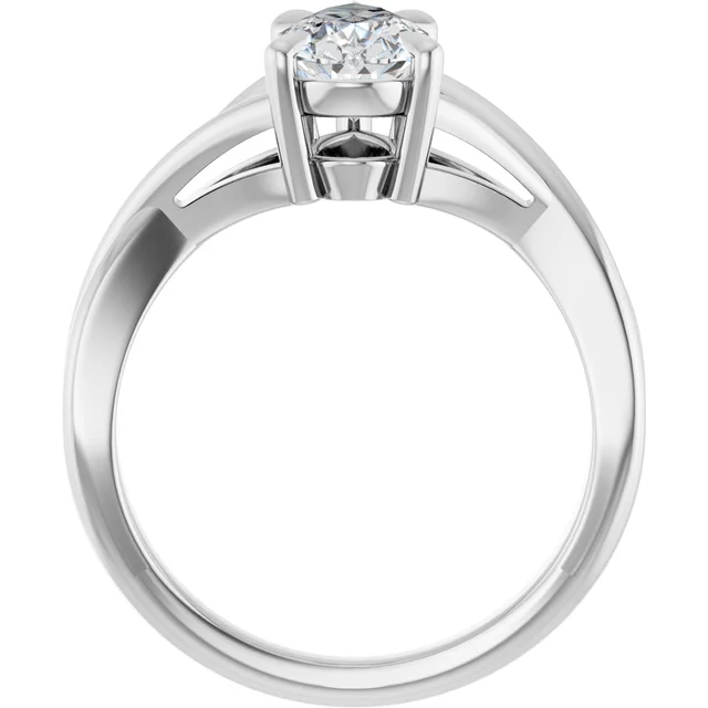 14K White Gold Pear Twisted Shank Solitaire Diamond Engagement Ring