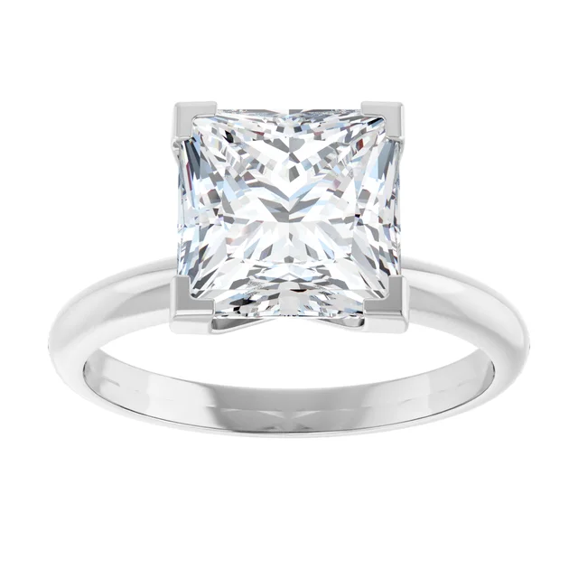 14K White Gold Princess Cut Solitaire Diamond Engagement Ring