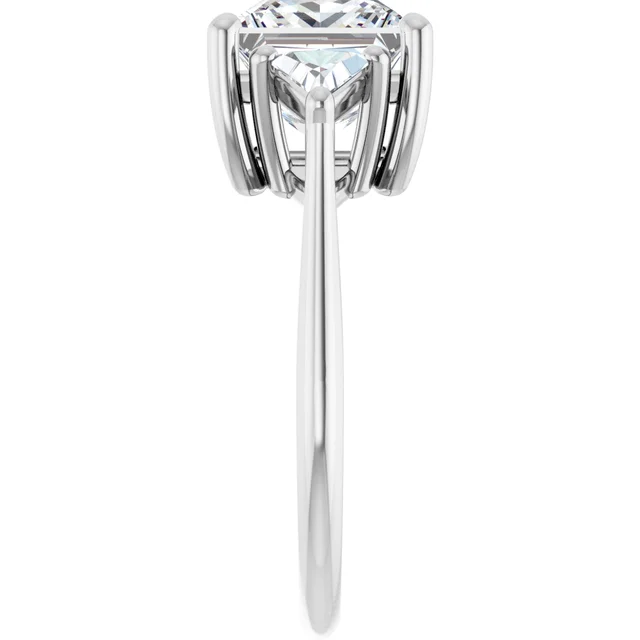 14K White Gold Princess Cut Three Stone Diamond Engagement Ring