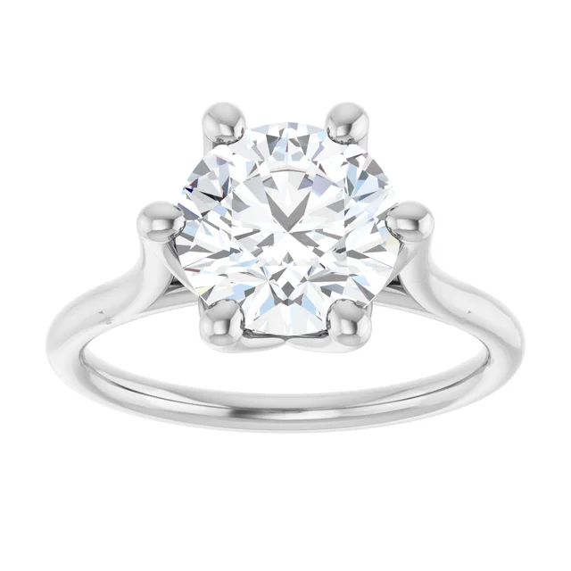 14K White Gold Round 6-Prong Solitaire Diamond Engagement Ring