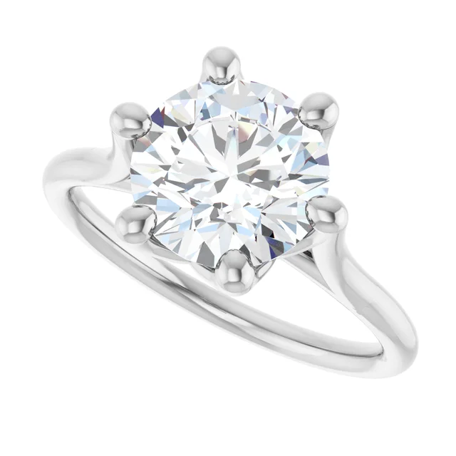 14K White Gold Round 6-Prong Solitaire Diamond Engagement Ring