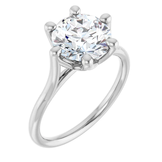 14K White Gold Round 6-Prong Solitaire Diamond Engagement Ring