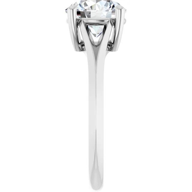 14K White Gold Round Cathedral Solitaire Diamond Engagement Ring