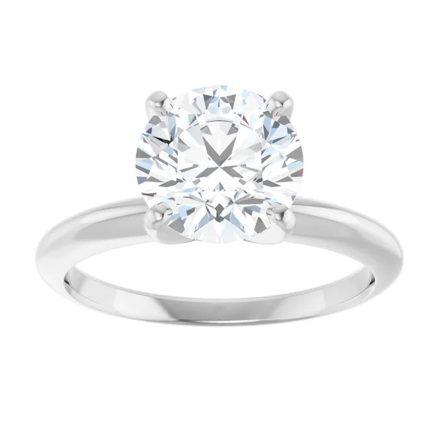 14K White Gold Round Classic 4-Prong Diamond Engagement Ring