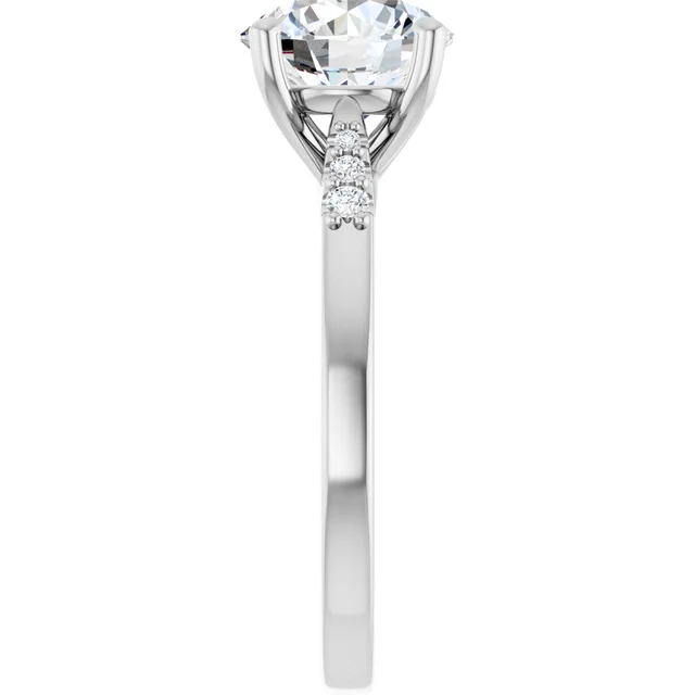 14K White Gold Round Classic Cathedral Diamond Engagement Ring