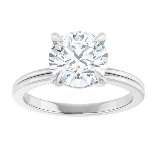 14K White Gold Round Claw Prong Solitaire Diamond Engagement Ring