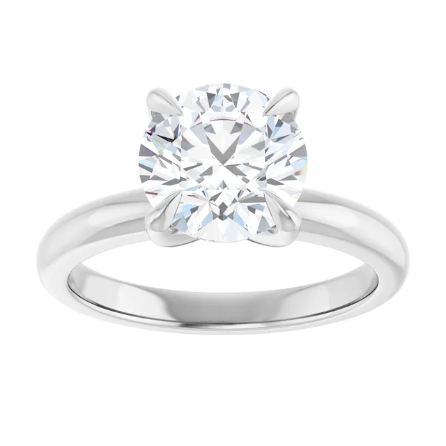 14K White Gold Round Brilliant Claw Prong Solitaire Diamond Engagement Ring