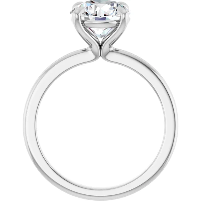 14K White Gold Round Claw Prong Solitaire Diamond Engagement Ring