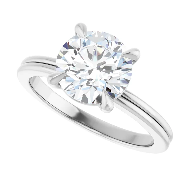 14K White Gold Round Claw Prong Solitaire Diamond Engagement Ring
