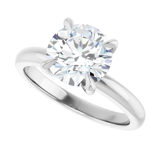 14K White Gold Round Brilliant Claw Prong Solitaire Diamond Engagement Ring
