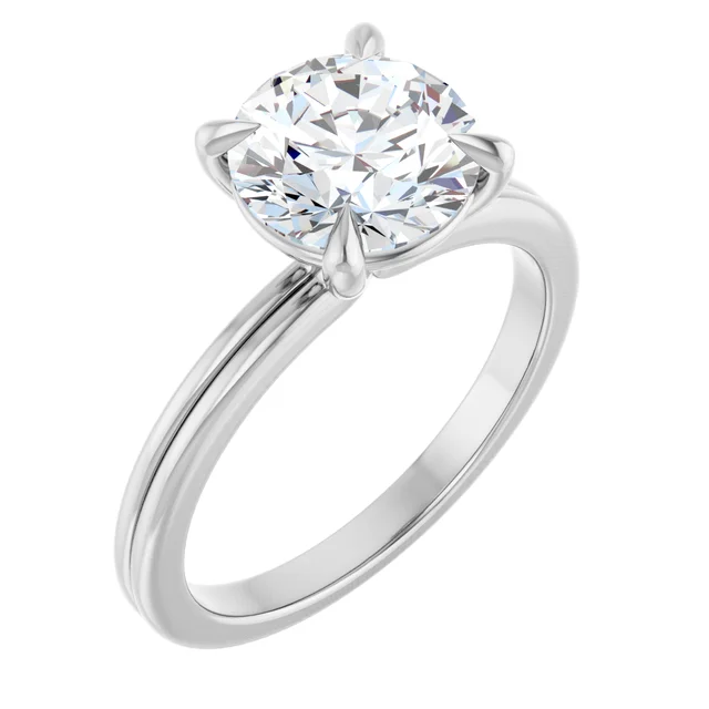 14K White Gold Round Claw Prong Solitaire Diamond Engagement Ring