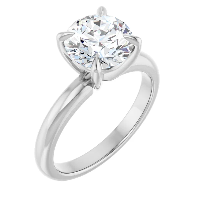 14K White Gold Round Brilliant Claw Prong Solitaire Diamond Engagement Ring