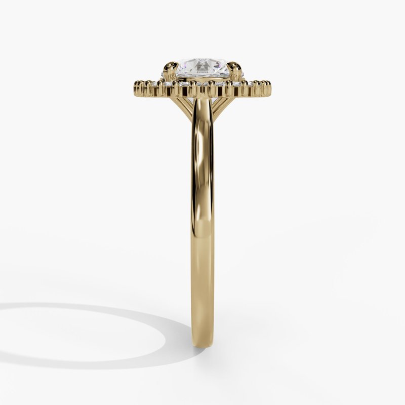 Baguette Diamond Sun Halo Engagement Ring - Image 6