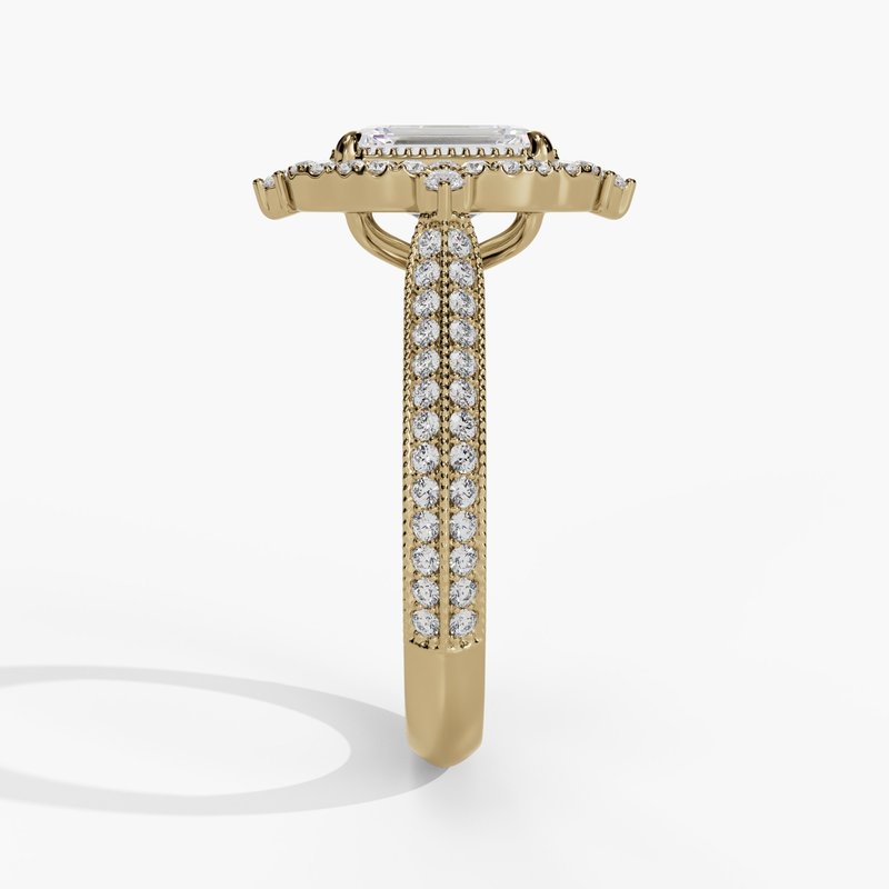 Emerald Cut Cadenza Halo Engagement Ring - Image 3