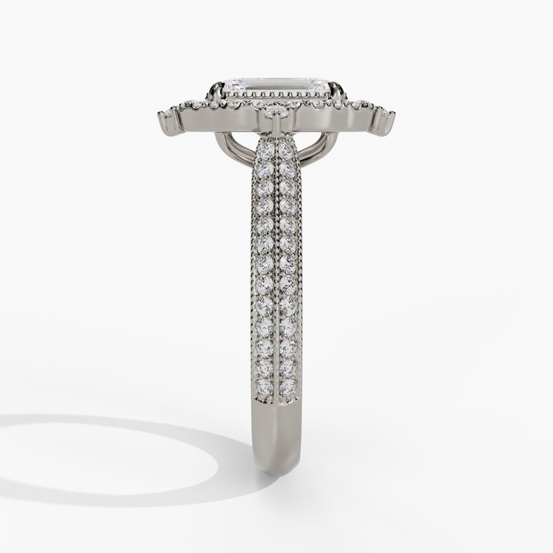 Emerald Cut Cadenza Halo Engagement Ring - Image 6