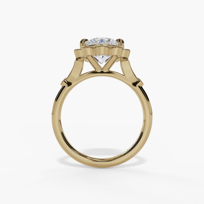 Floral Milgrain Halo Engagement Ring - Image 4