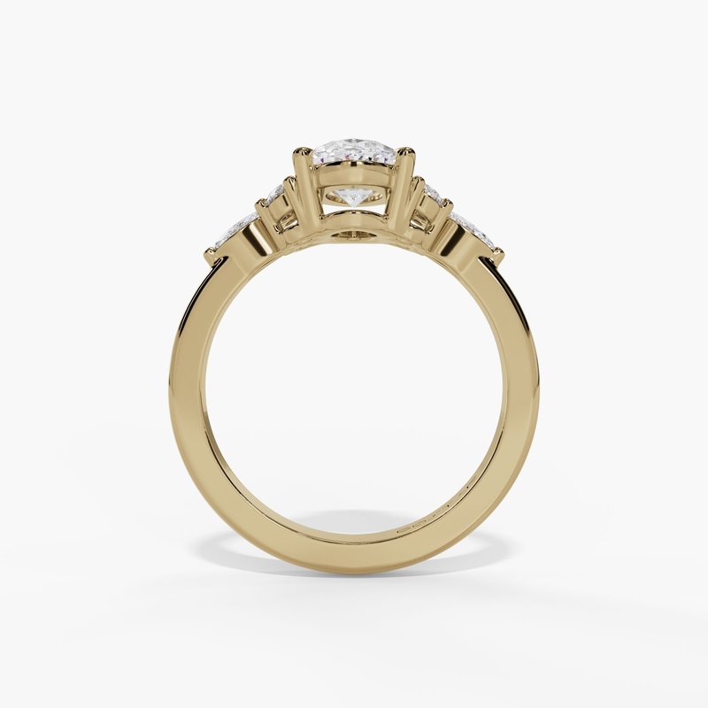 Round & Marquise Accent Stone Engagement Ring - Image 4