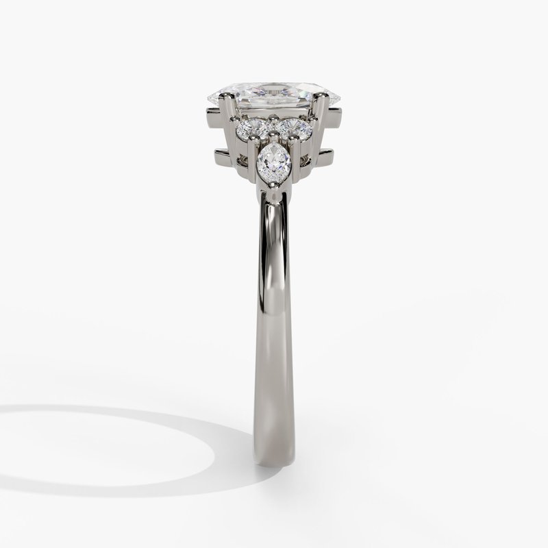 Round & Marquise Accent Stone Engagement Ring - Image 6