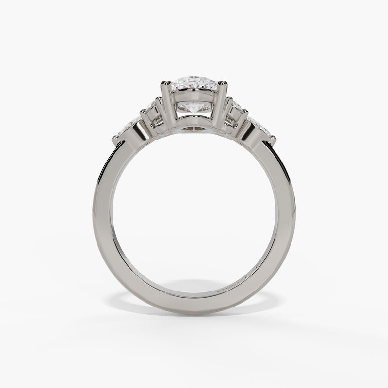 Round & Marquise Accent Stone Engagement Ring - Image 7