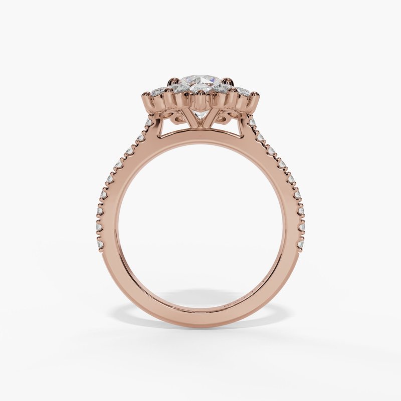 Marquise & Round Diamond Halo Engagement Ring - Image 10