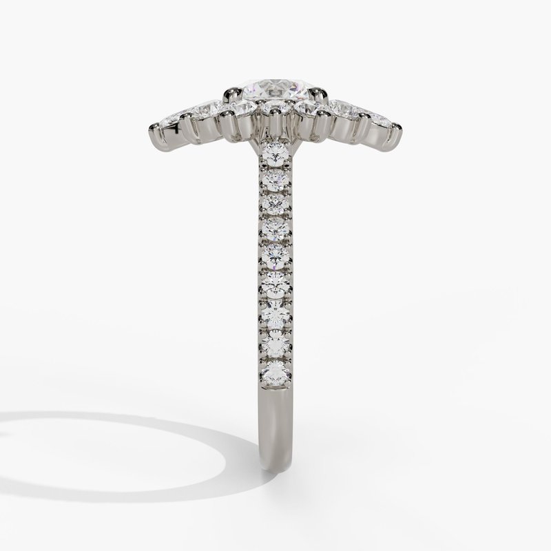 Marquise & Round Diamond Halo Engagement Ring - Image 6