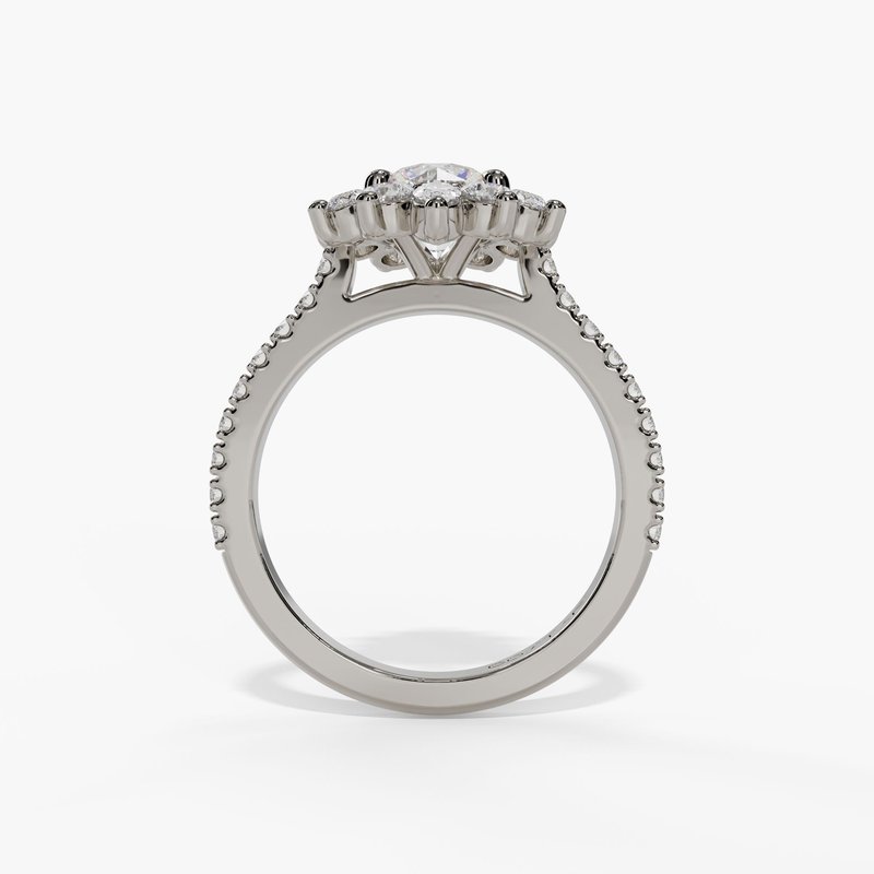 Marquise & Round Diamond Halo Engagement Ring - Image 7
