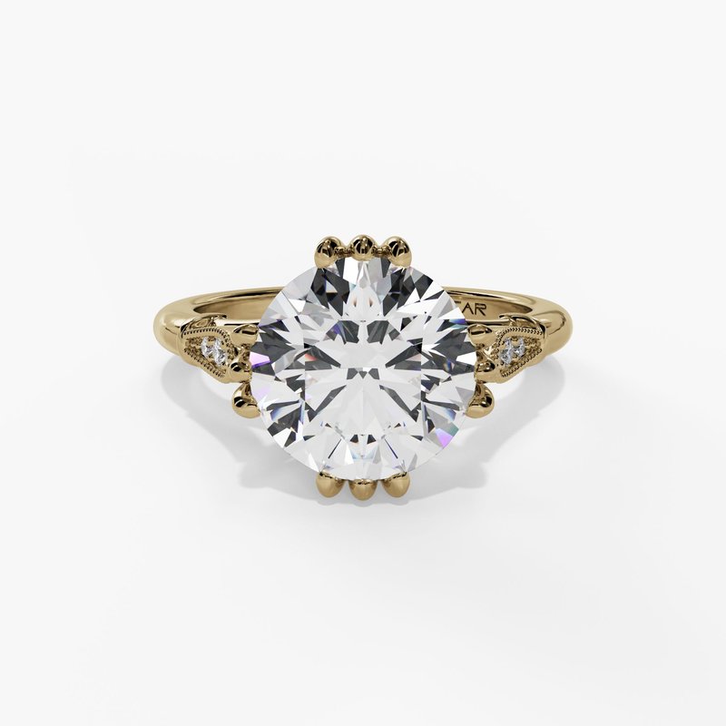 Triple Prong Engagement Ring with Accent Diamonds - Image 5