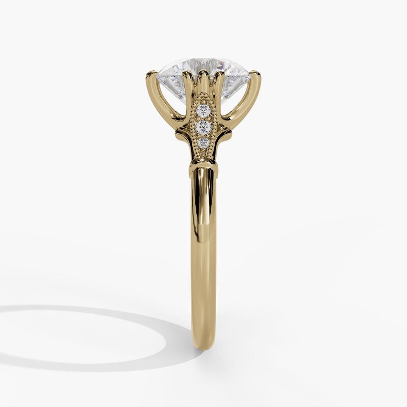 Triple Prong Engagement Ring with Accent Diamonds - Image 6