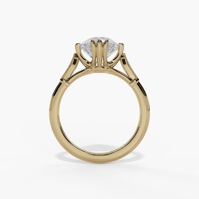 Triple Prong Engagement Ring with Accent Diamonds - Image 7