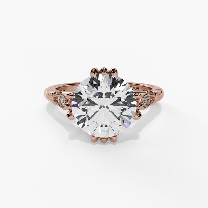 Triple Prong Engagement Ring with Accent Diamonds - Image 8