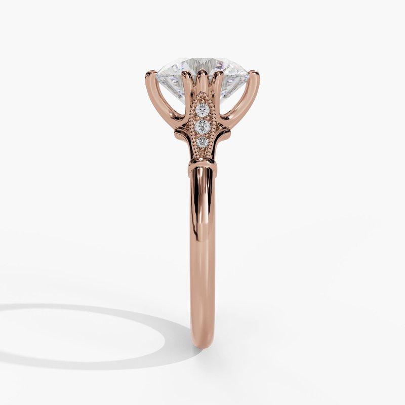 Triple Prong Engagement Ring with Accent Diamonds - Image 9