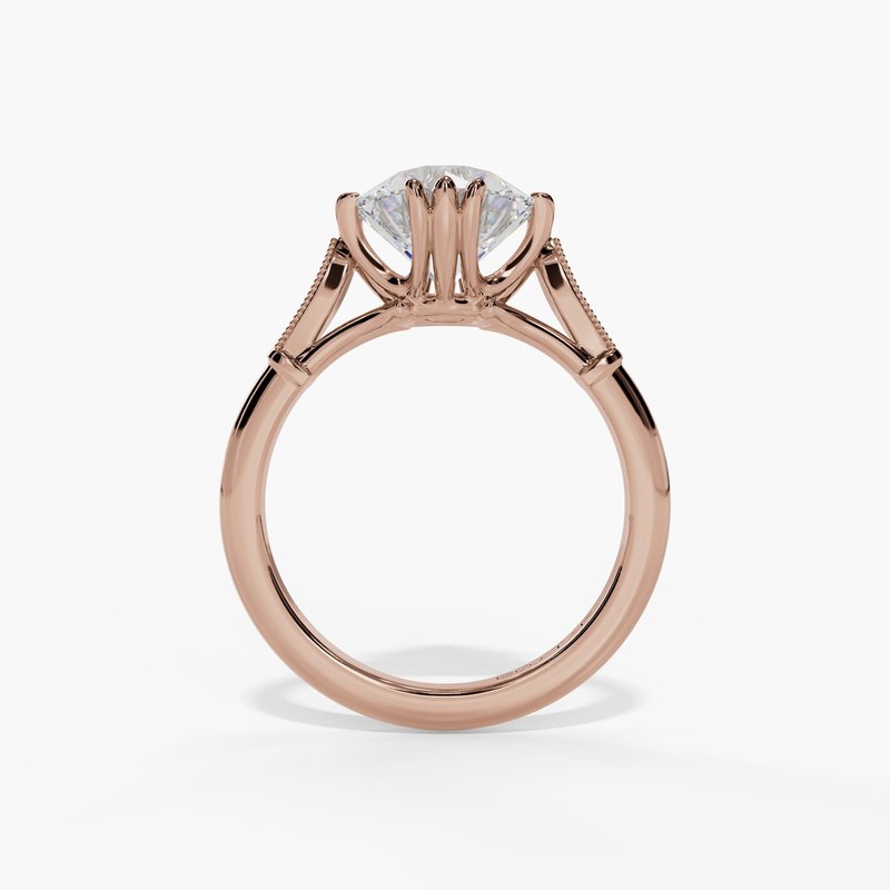Triple Prong Engagement Ring with Accent Diamonds - Image 10