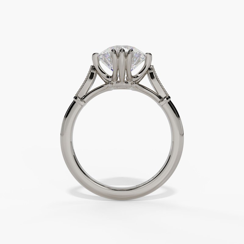 Triple Prong Engagement Ring with Accent Diamonds - Image 4