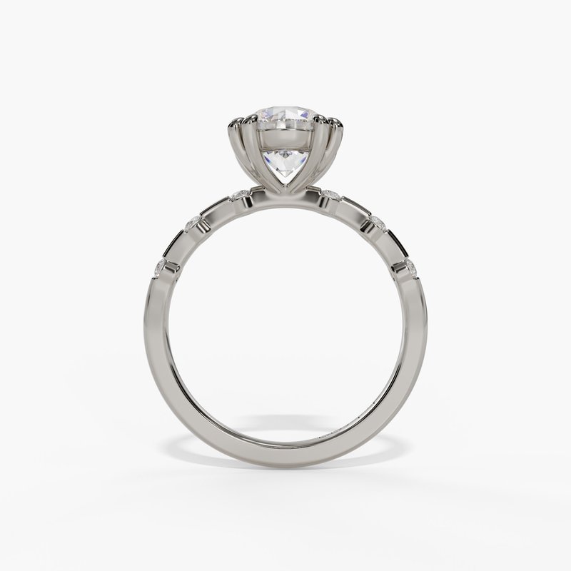 Spaced Floating Round Diamond Engagement Ring - Image 7