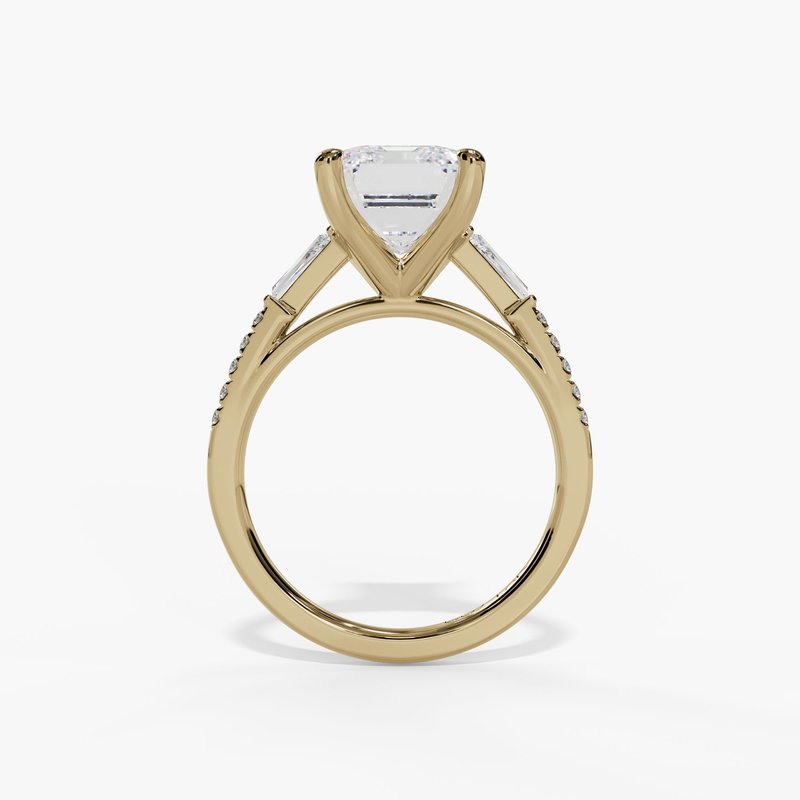 Tapered Baguette Accent Cathedral Engagement Ring - Image 4