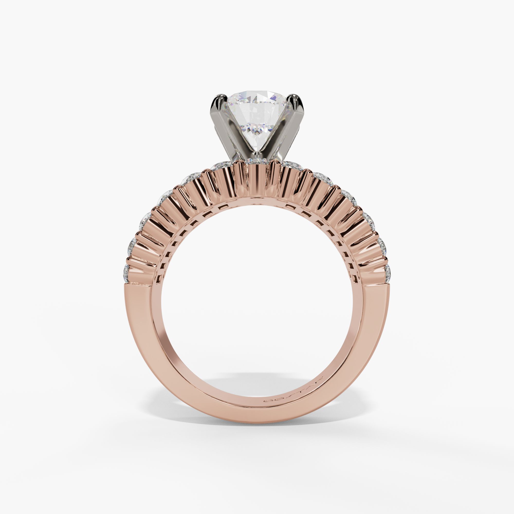 3 Row Baguette Diamond Peghead Engagement Ring - Image 10