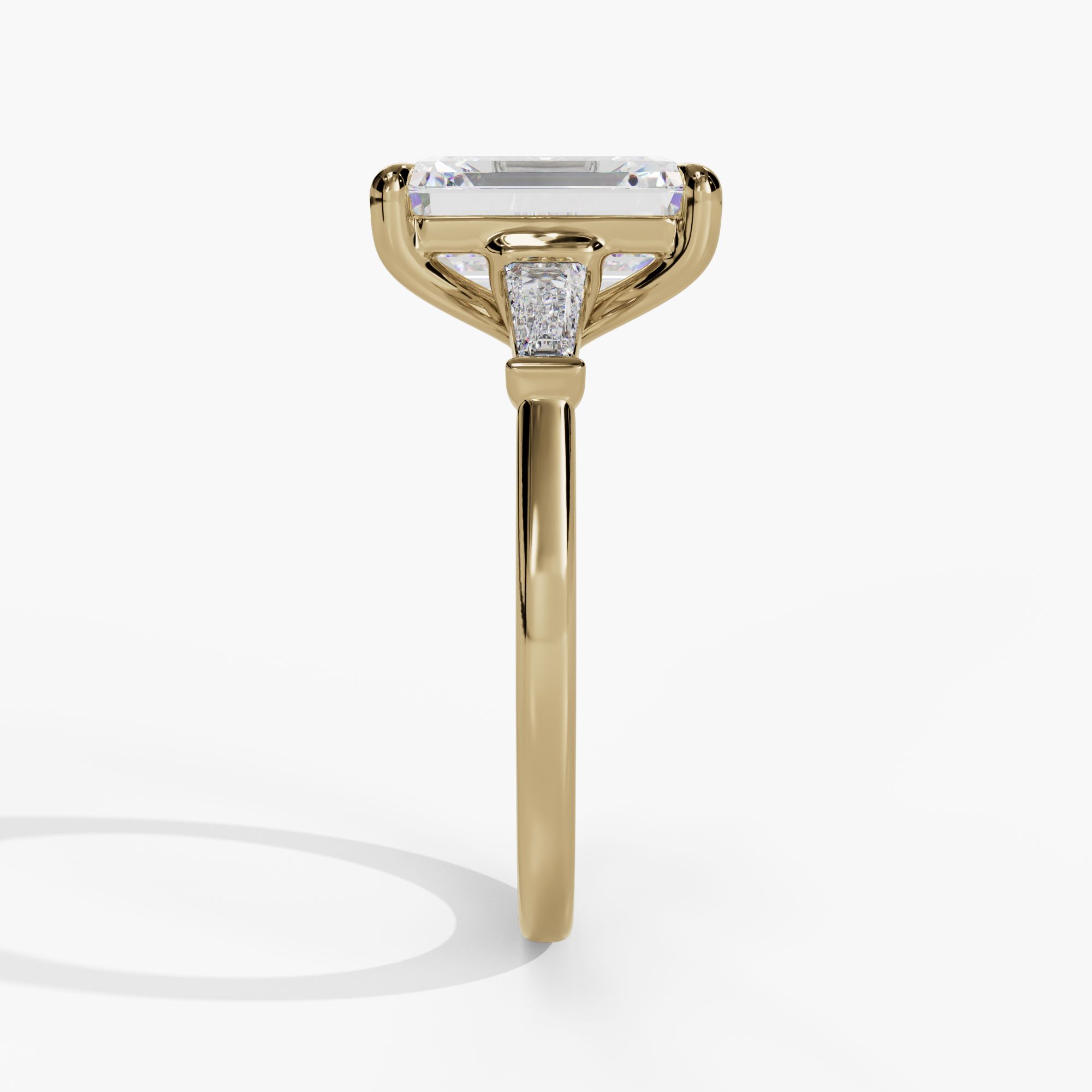 3 Stone Engagement Ring With Tapered Baguette Accent Diamonds