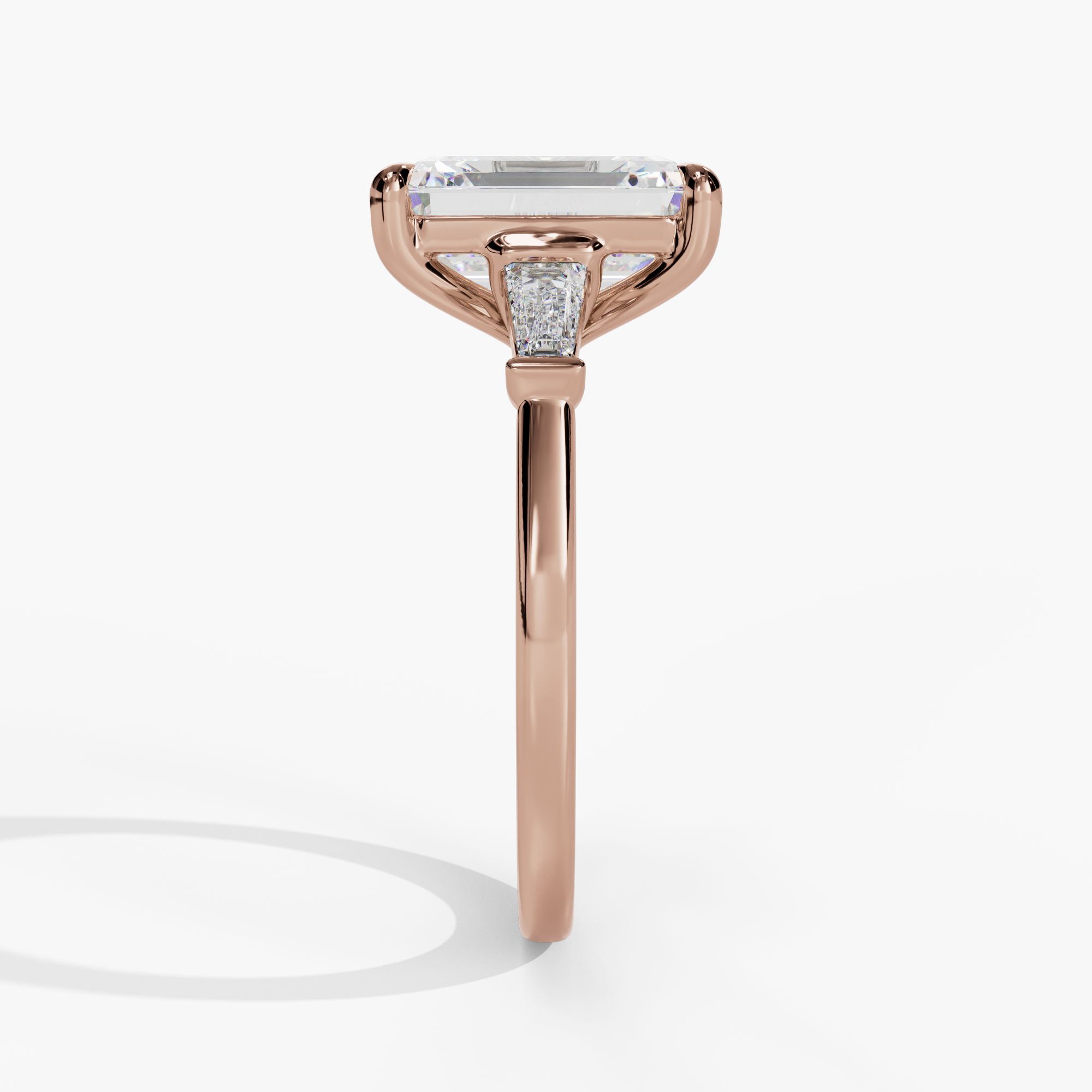 3 Stone Engagement Ring With Tapered Baguette Accent Diamonds